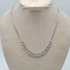 Genuine Vintage VERA‎ WANG Signed Necklace Cubic Zirconia Silver Tone